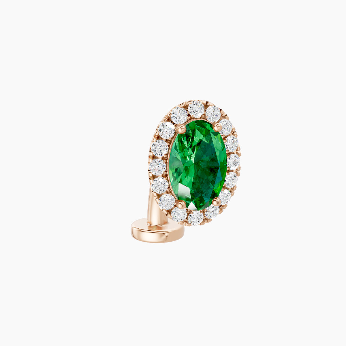 Eirene | 18k Rose Gold 8 mm 8.5 mm Halo Oval Emerald & Diamond Floating Navel Piercing