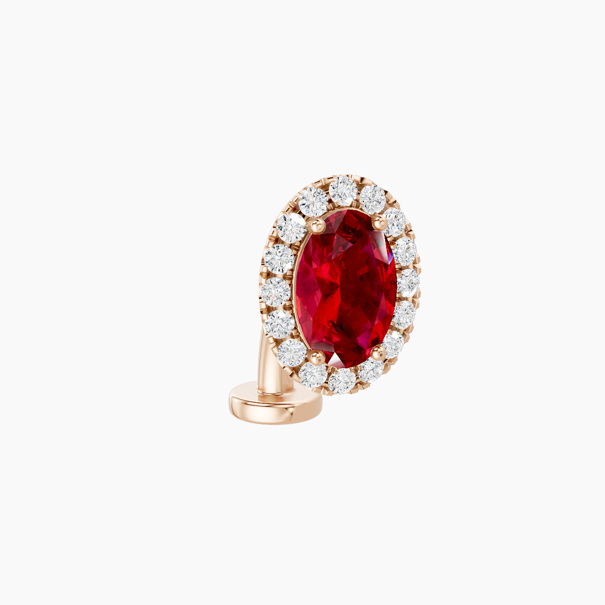 Eirene | 18k Rose Gold 8 mm 8.5 mm Halo Oval Ruby & Diamond Floating Navel Piercing