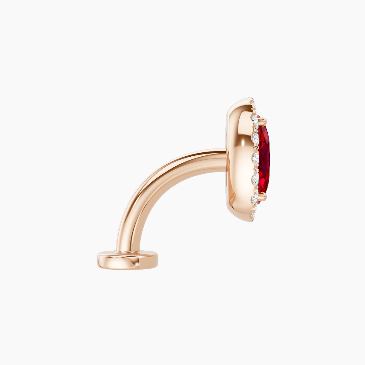 Eirene | 18k Rose Gold 8 mm 8.5 mm Halo Oval Ruby & Diamond Floating Navel Piercing
