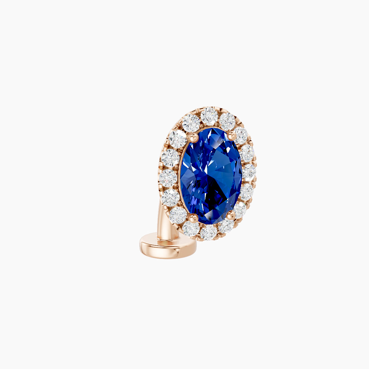 Eirene | 18k Rose Gold 8 mm 8.5 mm Halo Oval Sapphire & Diamond Floating Navel Piercing