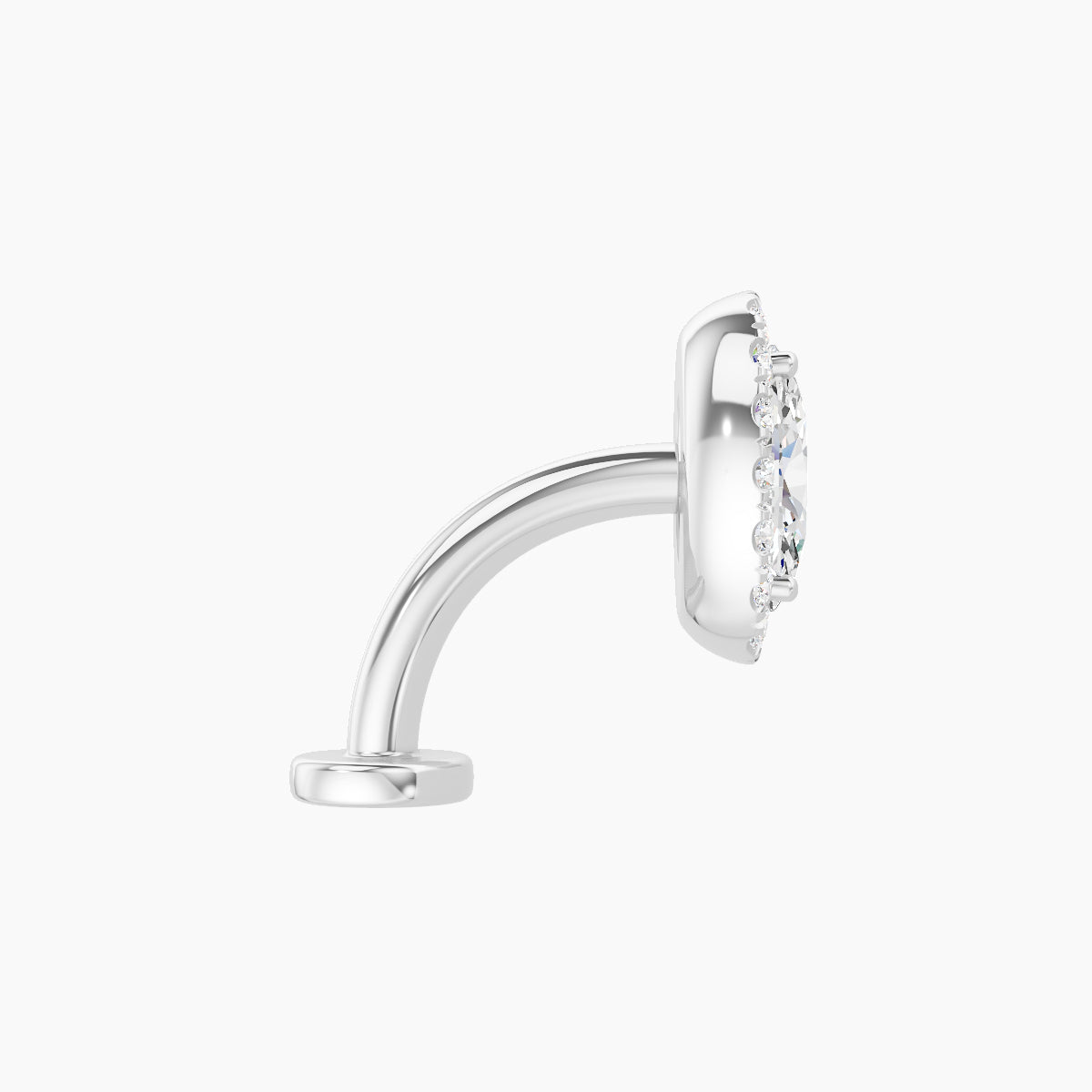 Eirene | 18k White Gold 8.5 mm 8 mm Halo Oval Diamond Floating Navel Piercing