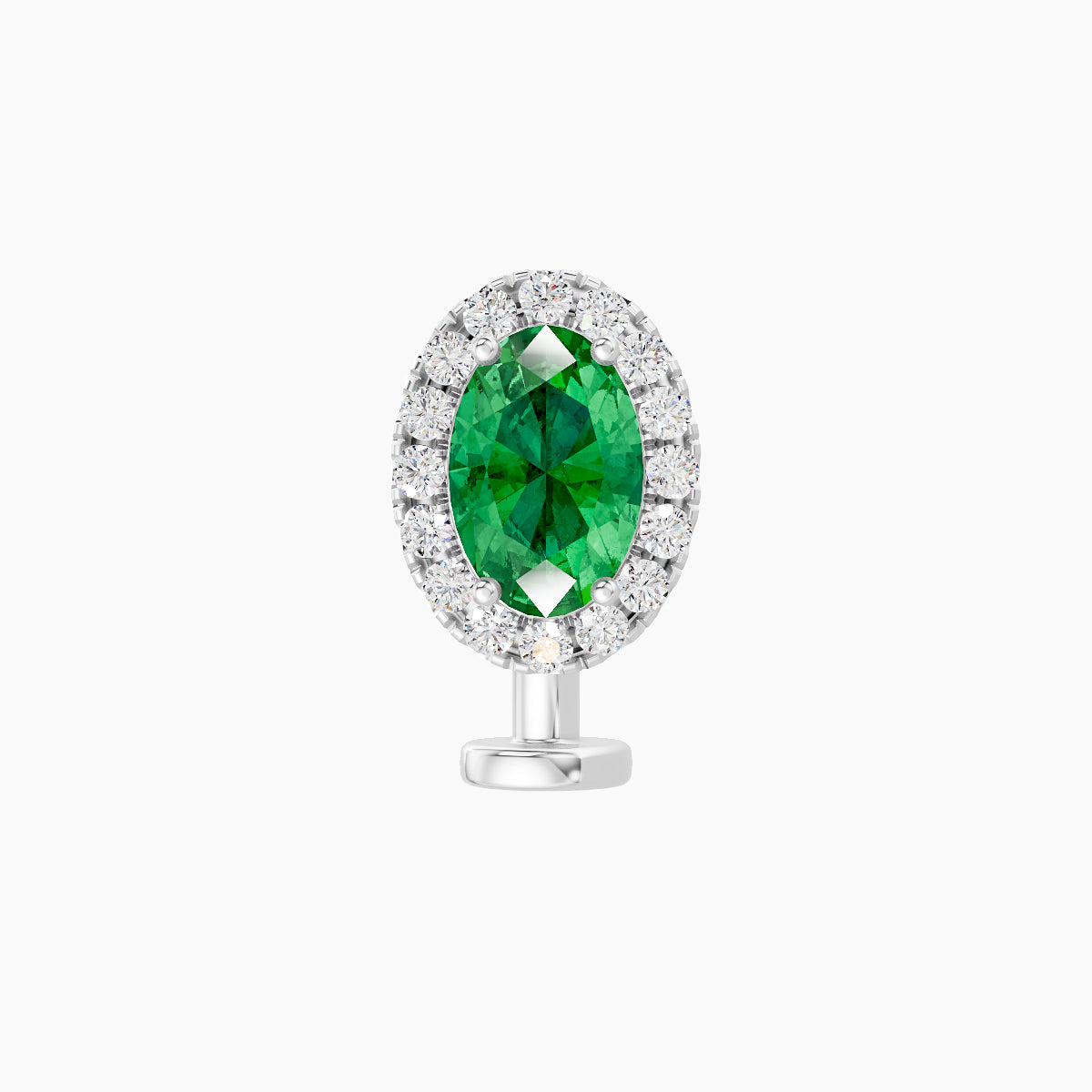 Eirene | 18k White Gold 8 mm 8.5 mm Halo Oval Emerald & Diamond Floating Navel Piercing