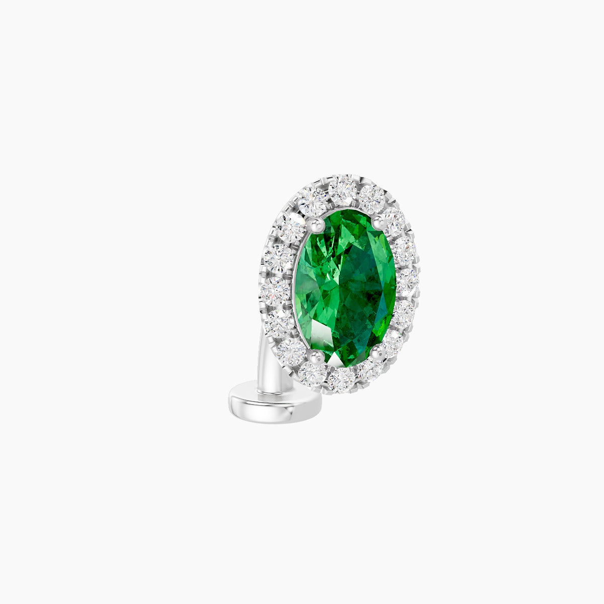 Eirene | 18k White Gold 8 mm 8.5 mm Halo Oval Emerald & Diamond Floating Navel Piercing