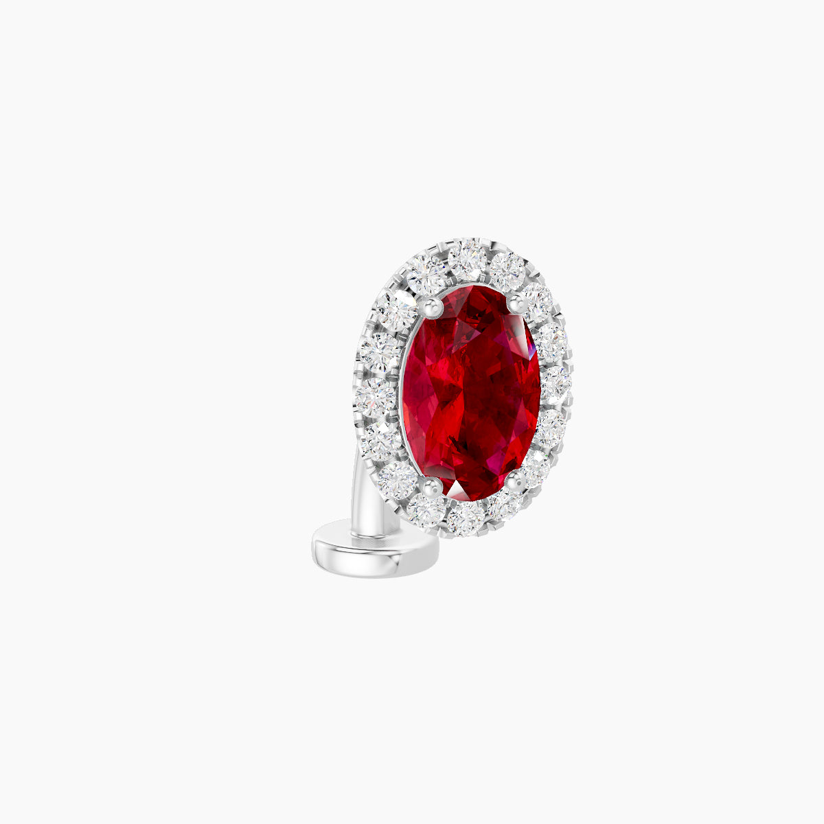 Eirene | 18k White Gold 8 mm 8.5 mm Halo Oval Ruby & Diamond Floating Navel Piercing