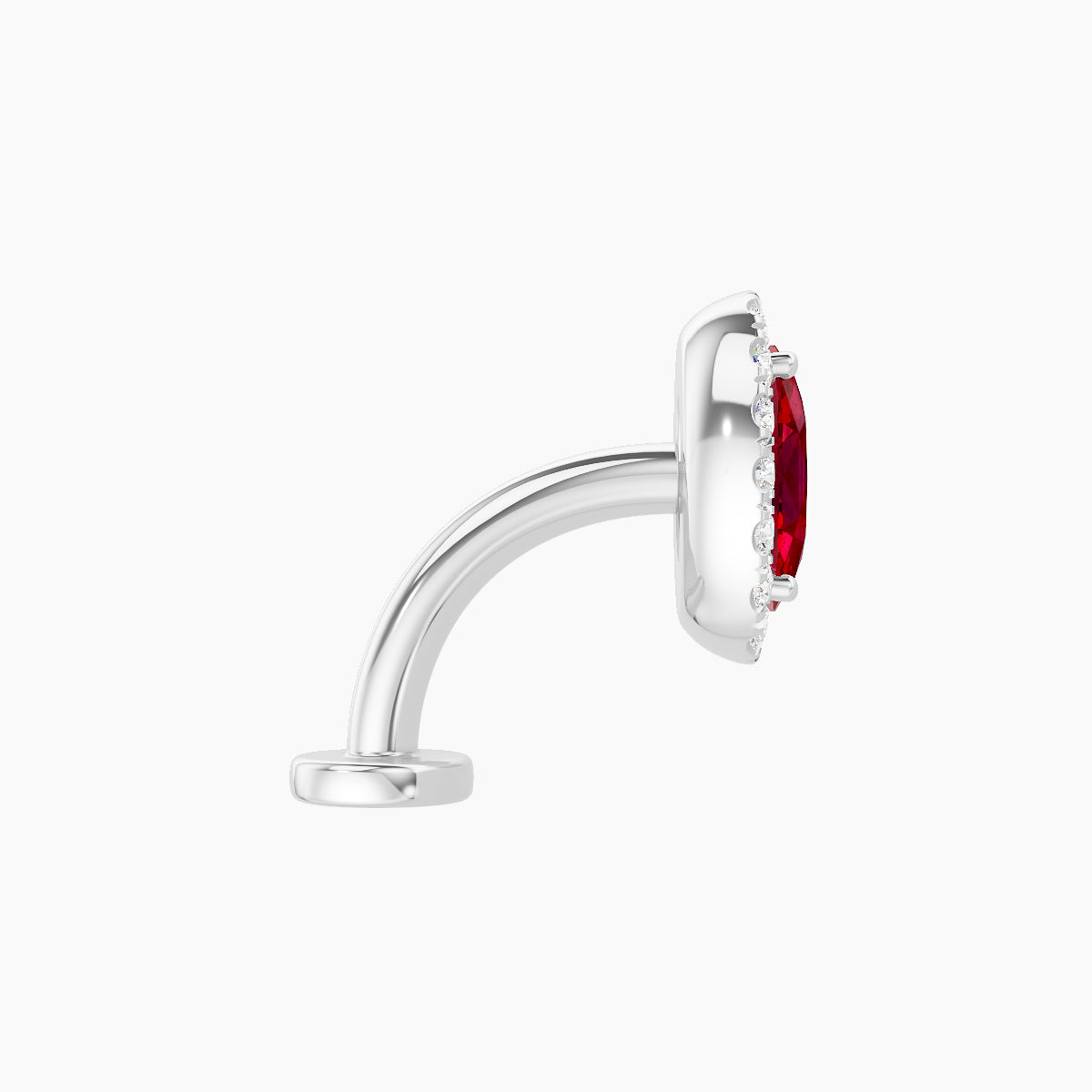 Eirene | 18k White Gold 8 mm 8.5 mm Halo Oval Ruby & Diamond Floating Navel Piercing