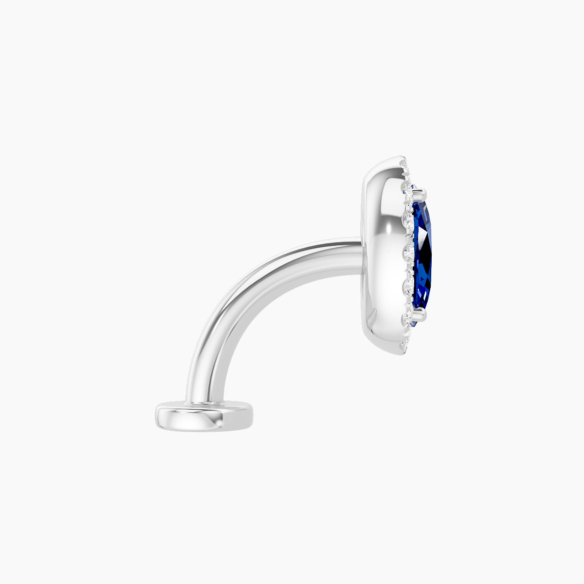 Eirene | 18k White Gold 8 mm 8.5 mm Halo Oval Sapphire & Diamond Floating Navel Piercing