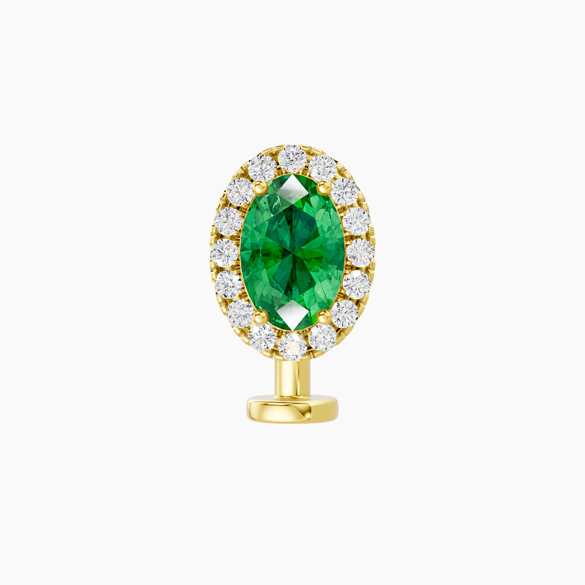 Eirene | 18k Yellow Gold 8 mm 8.5 mm Halo Oval Emerald & Diamond Floating Navel Piercing