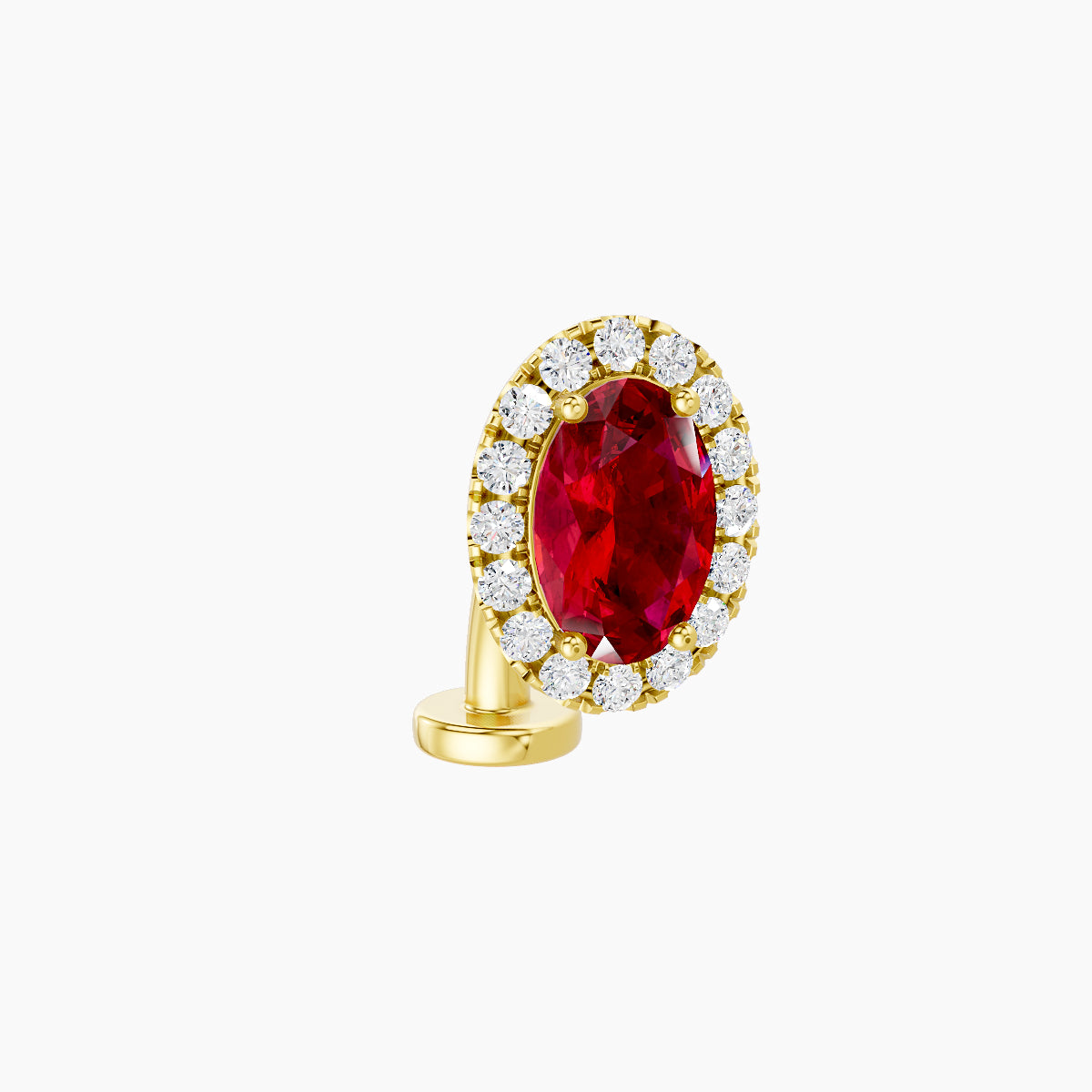 Eirene | 18k Yellow Gold 8 mm 8.5 mm Halo Oval Ruby & Diamond Floating Navel Piercing