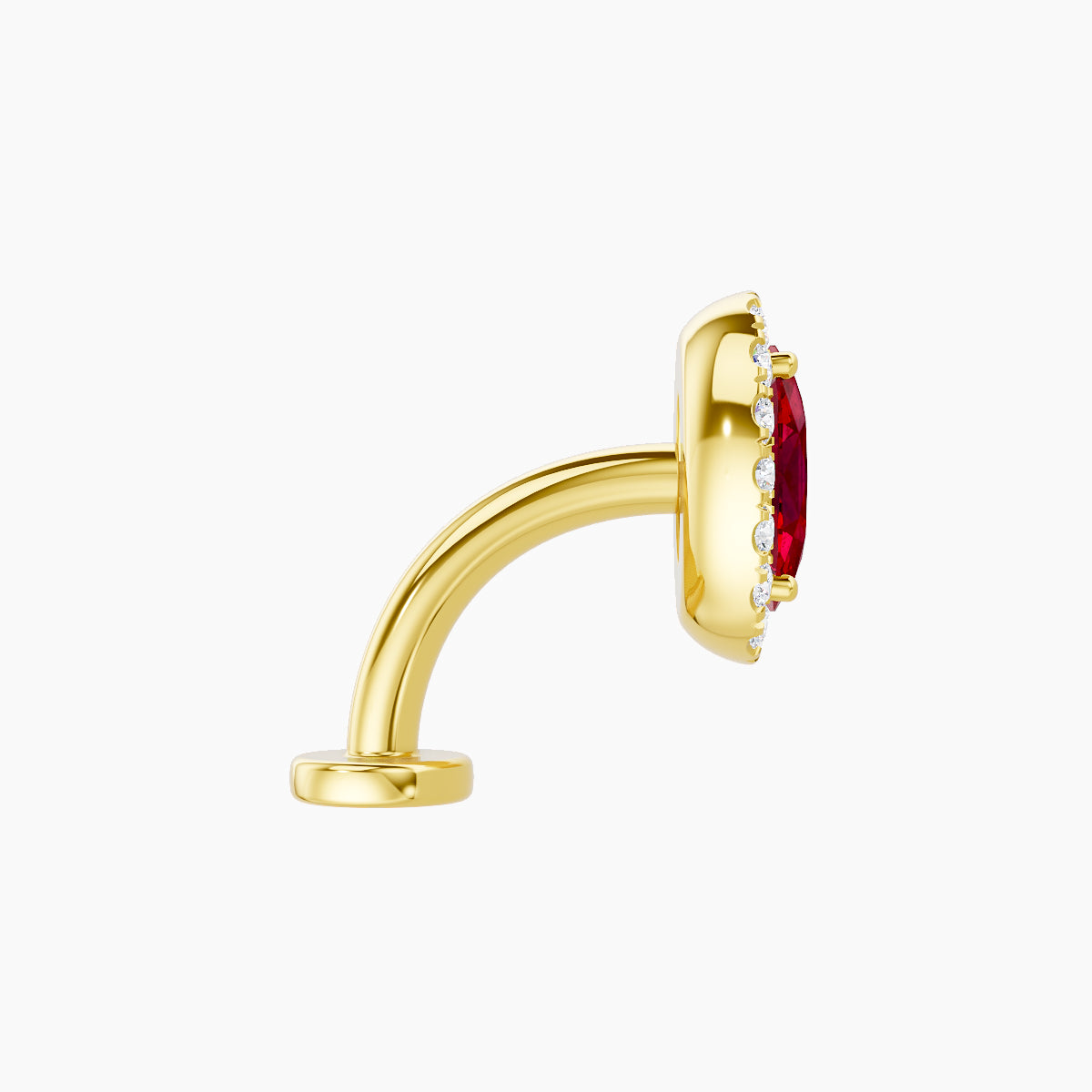Eirene | 18k Yellow Gold 8 mm 8.5 mm Halo Oval Ruby & Diamond Floating Navel Piercing