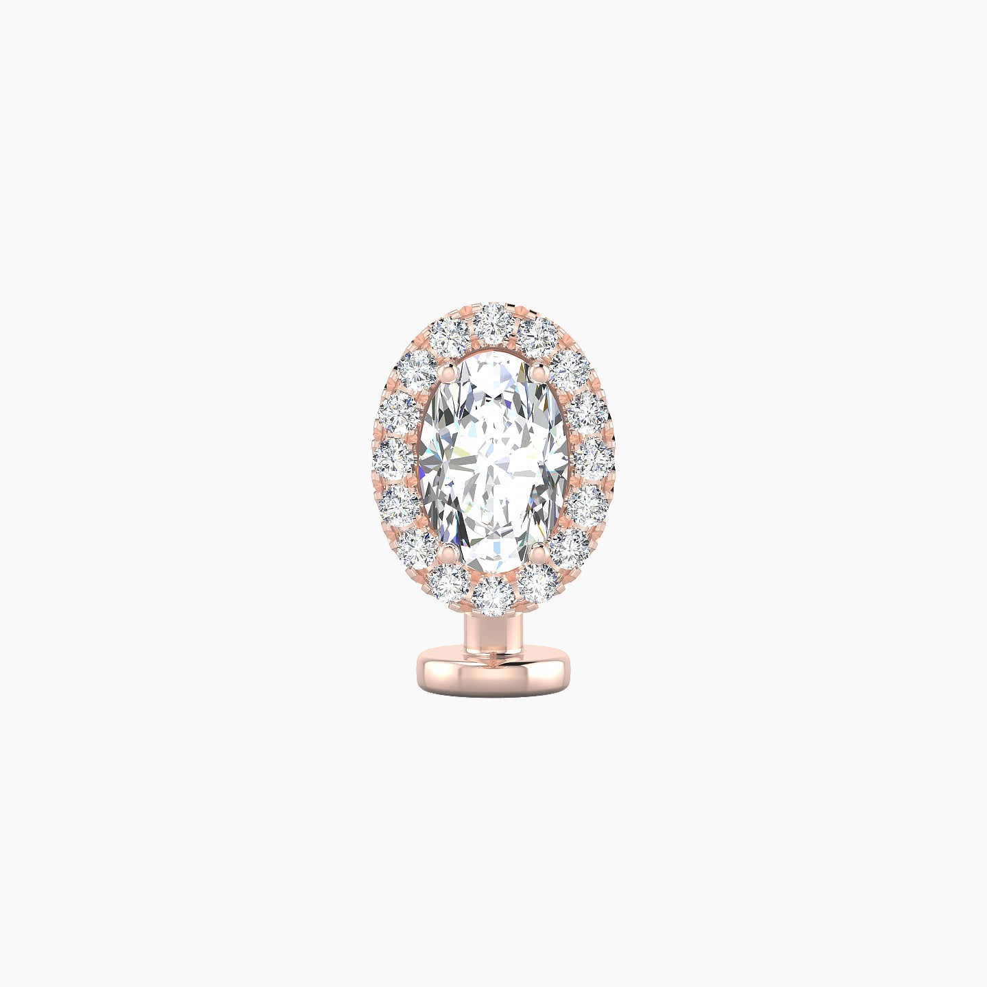 Eirene | 18k Rose Gold 8.5 mm 8 mm Halo Oval Diamond Floating Navel Piercing