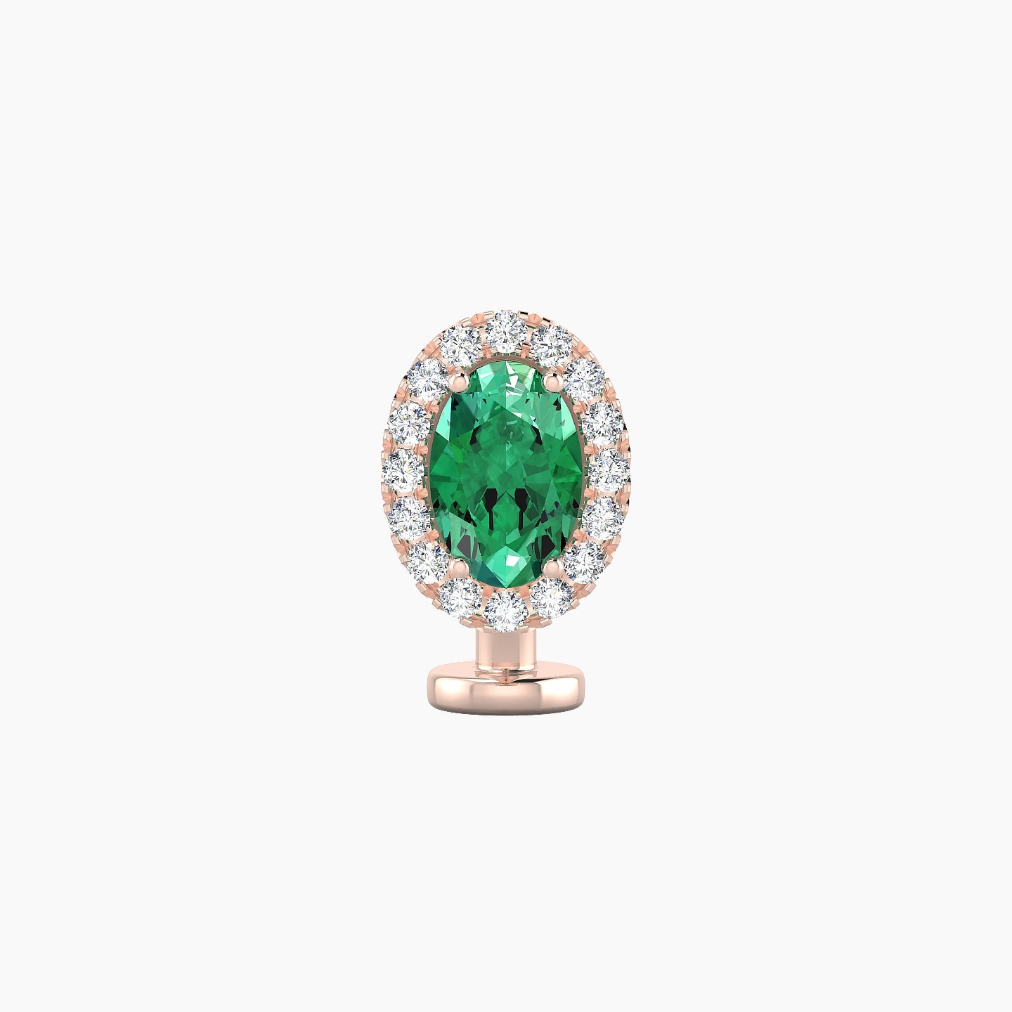 Eirene | 18k Rose Gold 8 mm 8.5 mm Halo Oval Emerald & Diamond Floating Navel Piercing