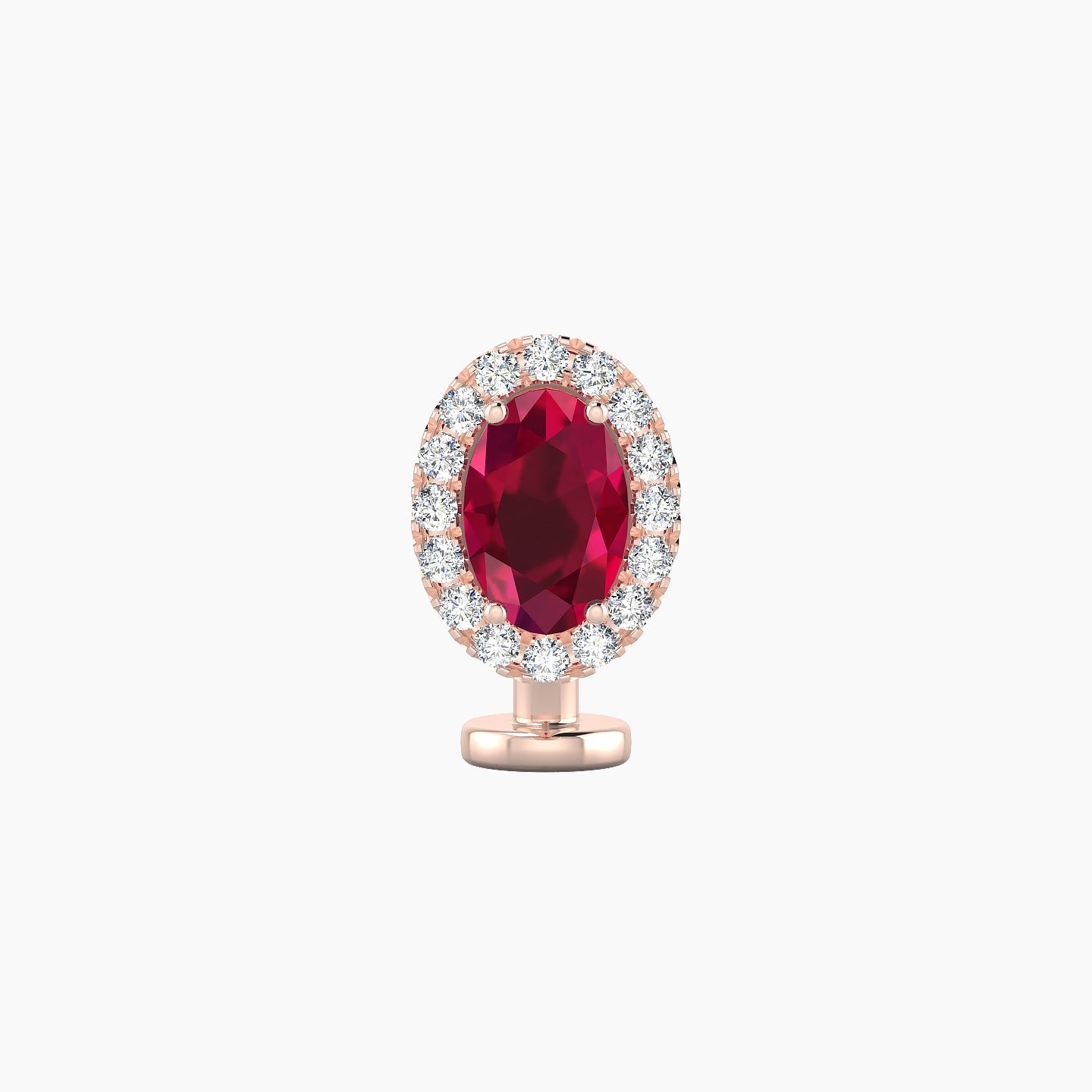 Eirene | 18k Rose Gold 8 mm 8.5 mm Halo Oval Ruby & Diamond Floating Navel Piercing
