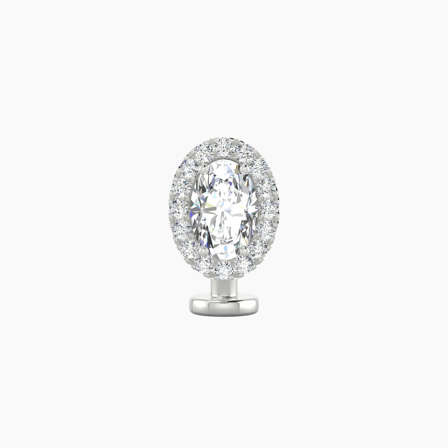 Eirene | 18k White Gold 8.5 mm 8 mm Halo Oval Diamond Floating Navel Piercing