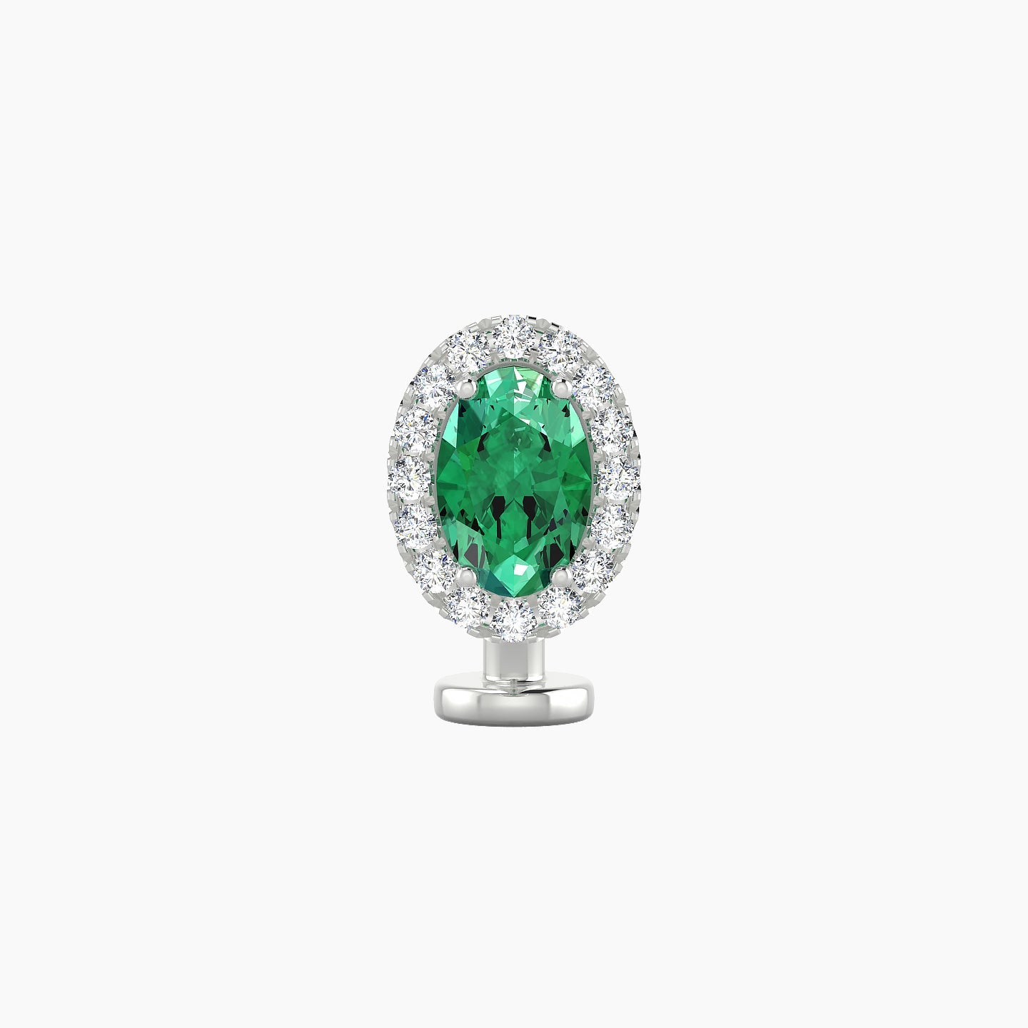 Eirene | 18k White Gold 8 mm 8.5 mm Halo Oval Emerald & Diamond Floating Navel Piercing