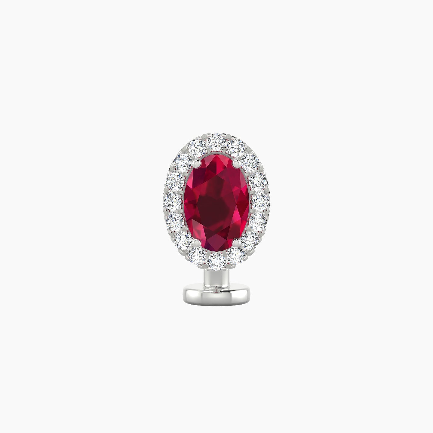 Eirene | 18k White Gold 8 mm 8.5 mm Halo Oval Ruby & Diamond Floating Navel Piercing