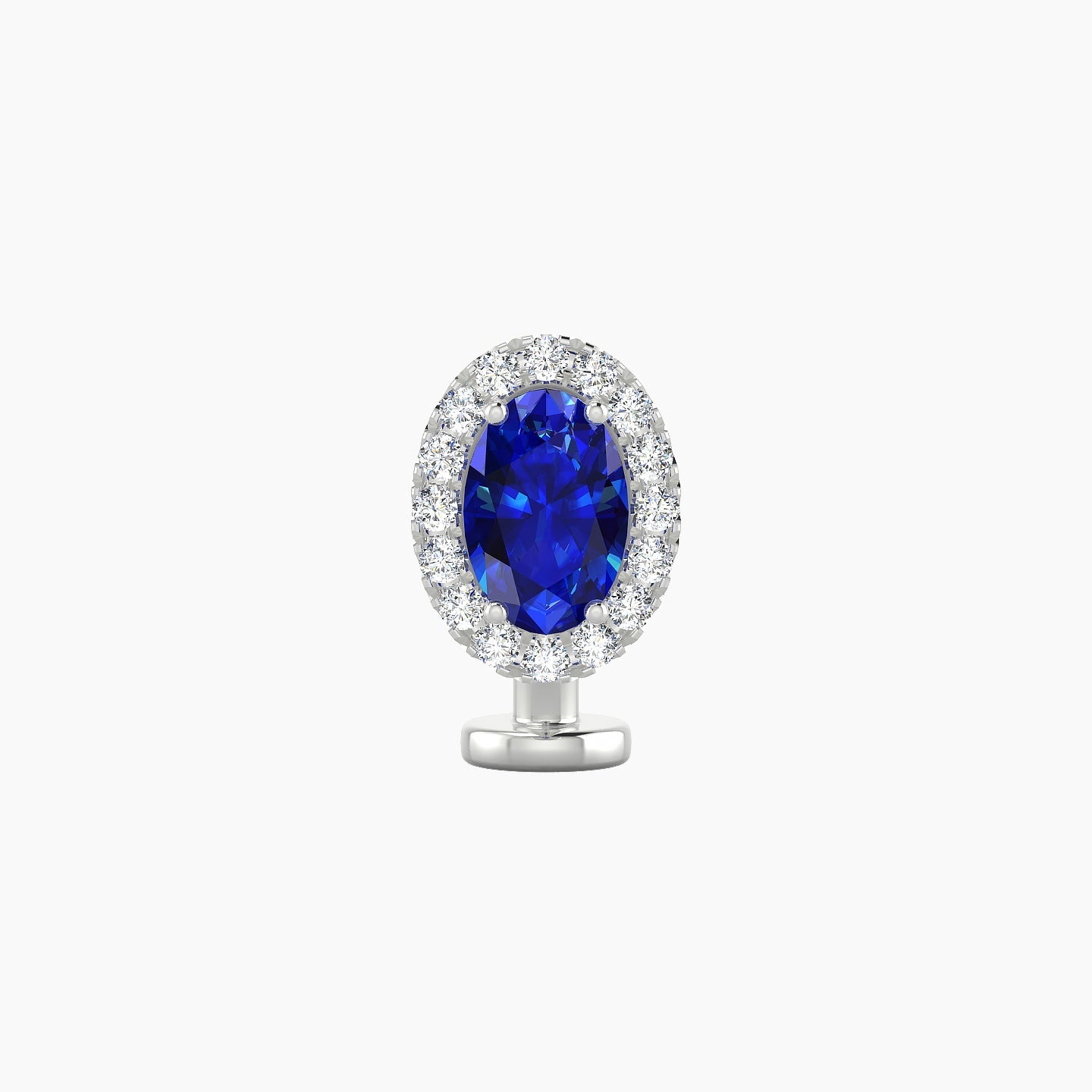 Eirene | 18k White Gold 8 mm 8.5 mm Halo Oval Sapphire & Diamond Floating Navel Piercing