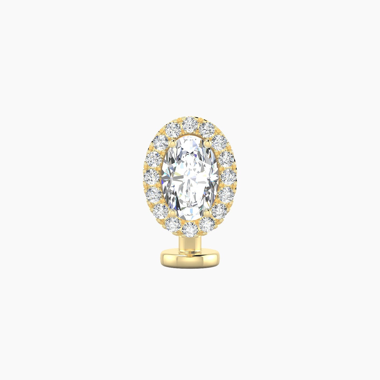 Eirene | 18k Yellow Gold 8.5 mm 8 mm Halo Oval Diamond Floating Navel Piercing