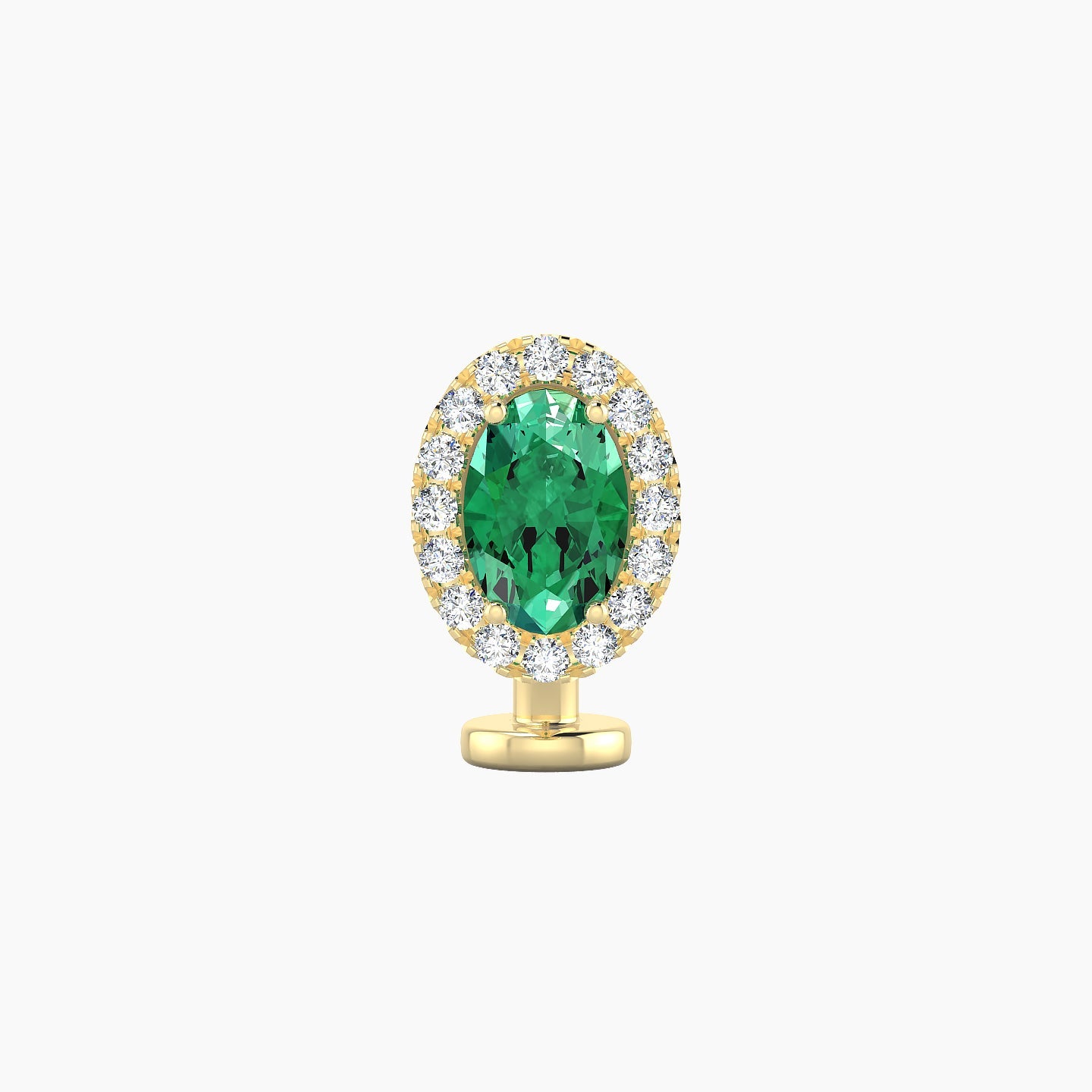 Eirene | 18k Yellow Gold 8 mm 8.5 mm Halo Oval Emerald & Diamond Floating Navel Piercing