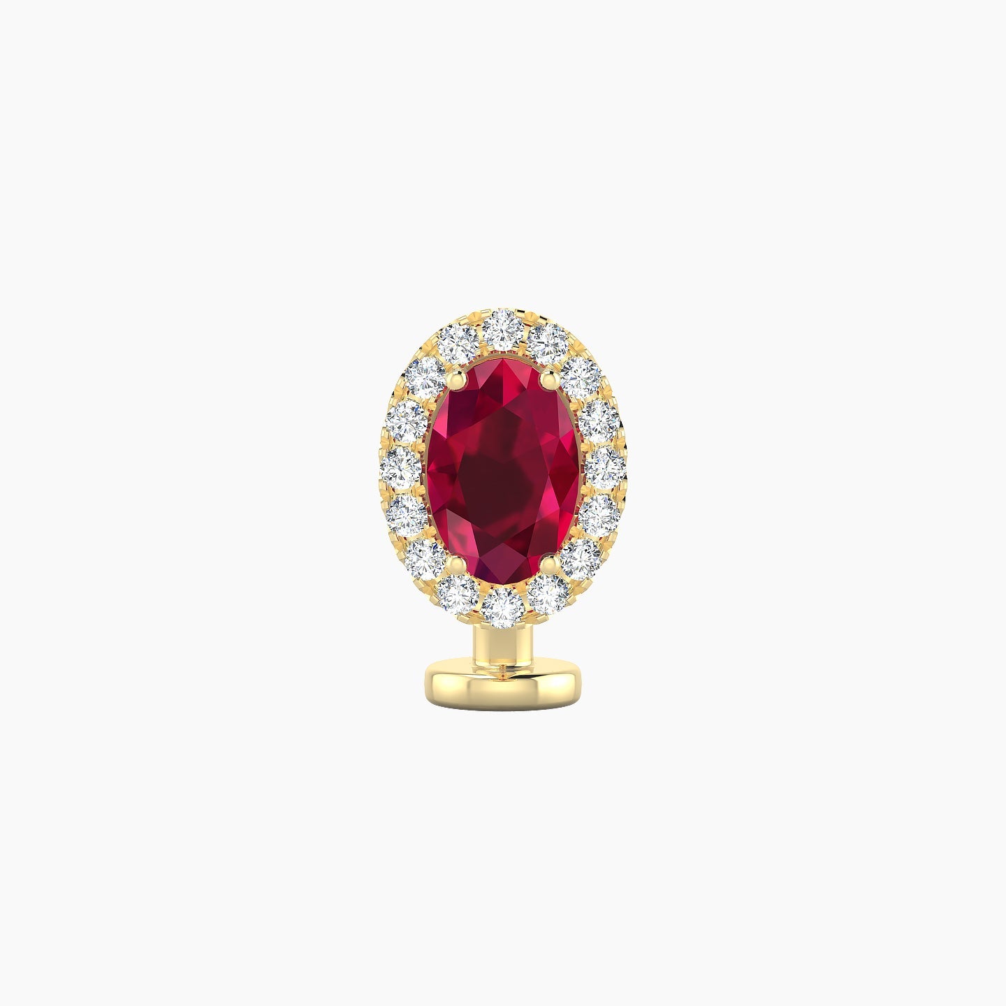 Eirene | 18k Yellow Gold 8 mm 8.5 mm Halo Oval Ruby & Diamond Floating Navel Piercing
