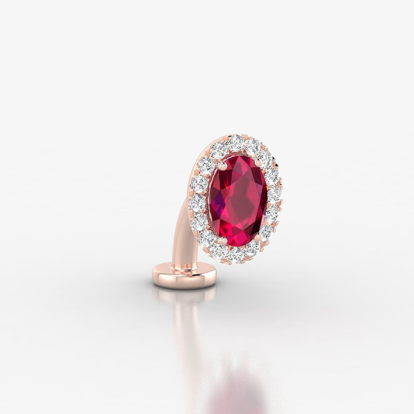 Eirene | 18k Rose Gold 8 mm 8.5 mm Halo Oval Ruby & Diamond Floating Navel Piercing