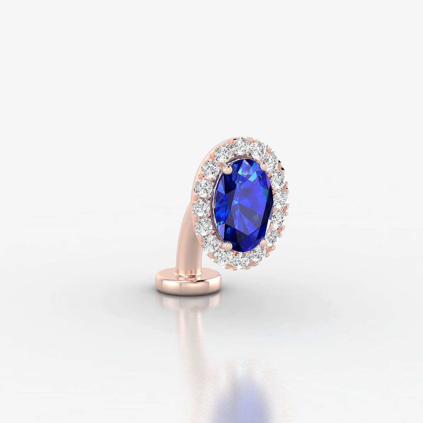 Eirene | 18k Rose Gold 8 mm 8.5 mm Halo Oval Sapphire & Diamond Floating Navel Piercing