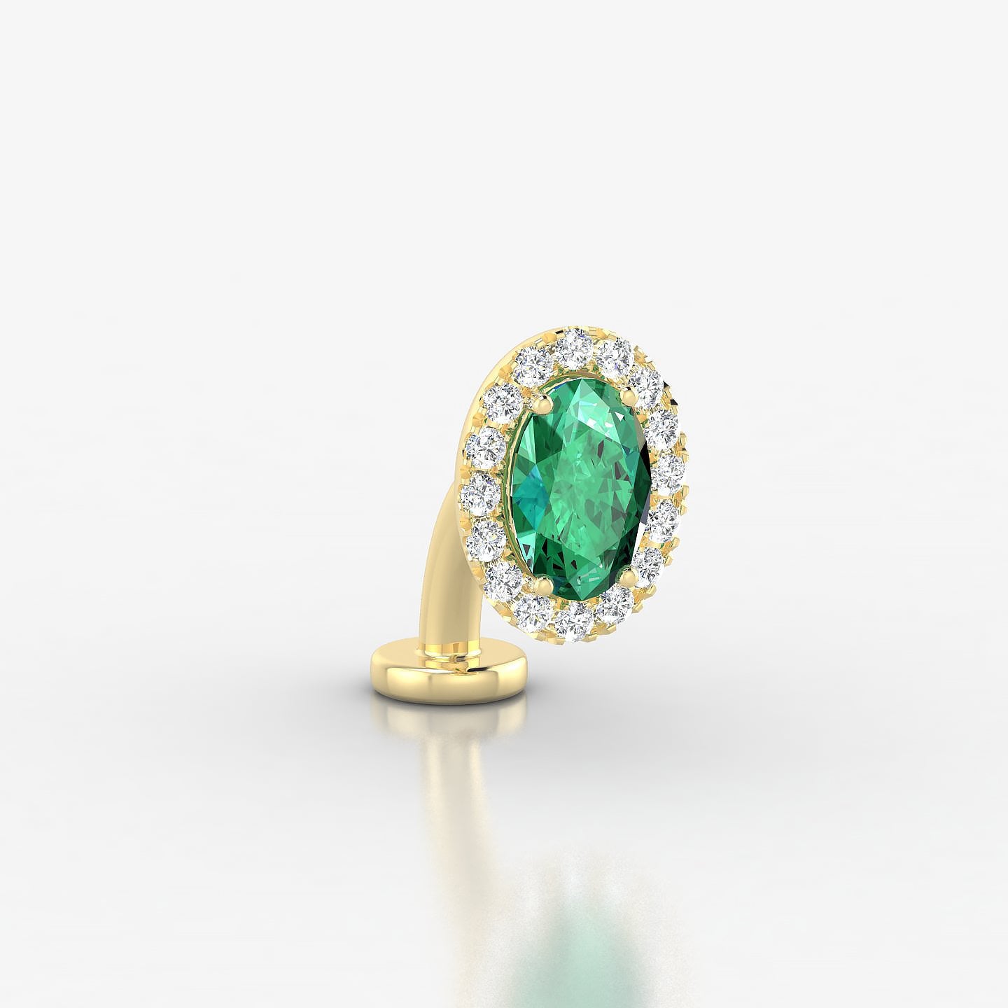 Eirene | 18k Yellow Gold 8 mm 8.5 mm Halo Oval Emerald & Diamond Floating Navel Piercing