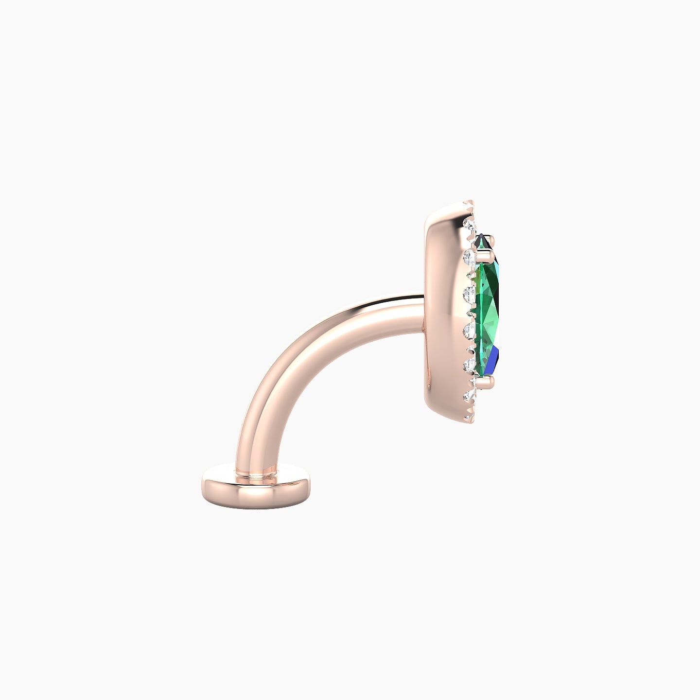 Eirene | 18k Rose Gold 8 mm 8.5 mm Halo Oval Emerald & Diamond Floating Navel Piercing