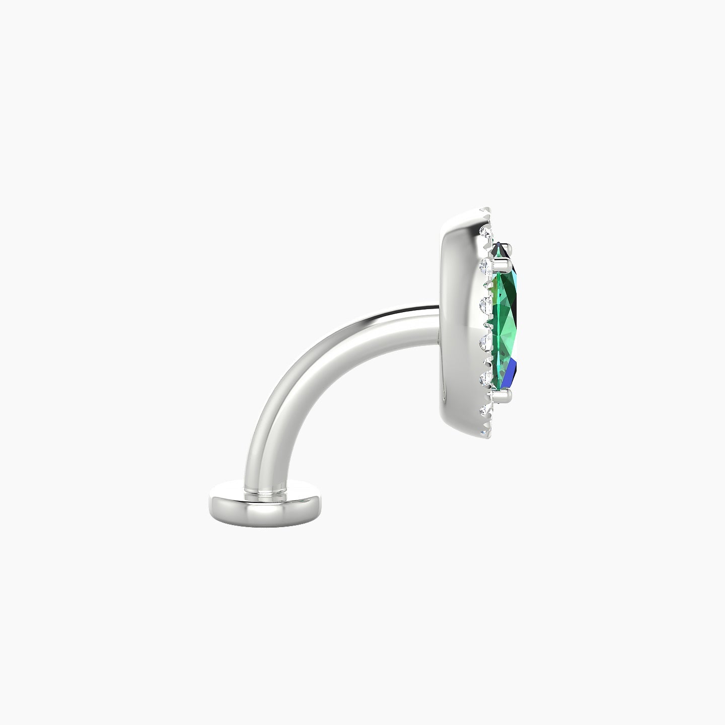 Eirene | 18k White Gold 8 mm 8.5 mm Halo Oval Emerald & Diamond Floating Navel Piercing