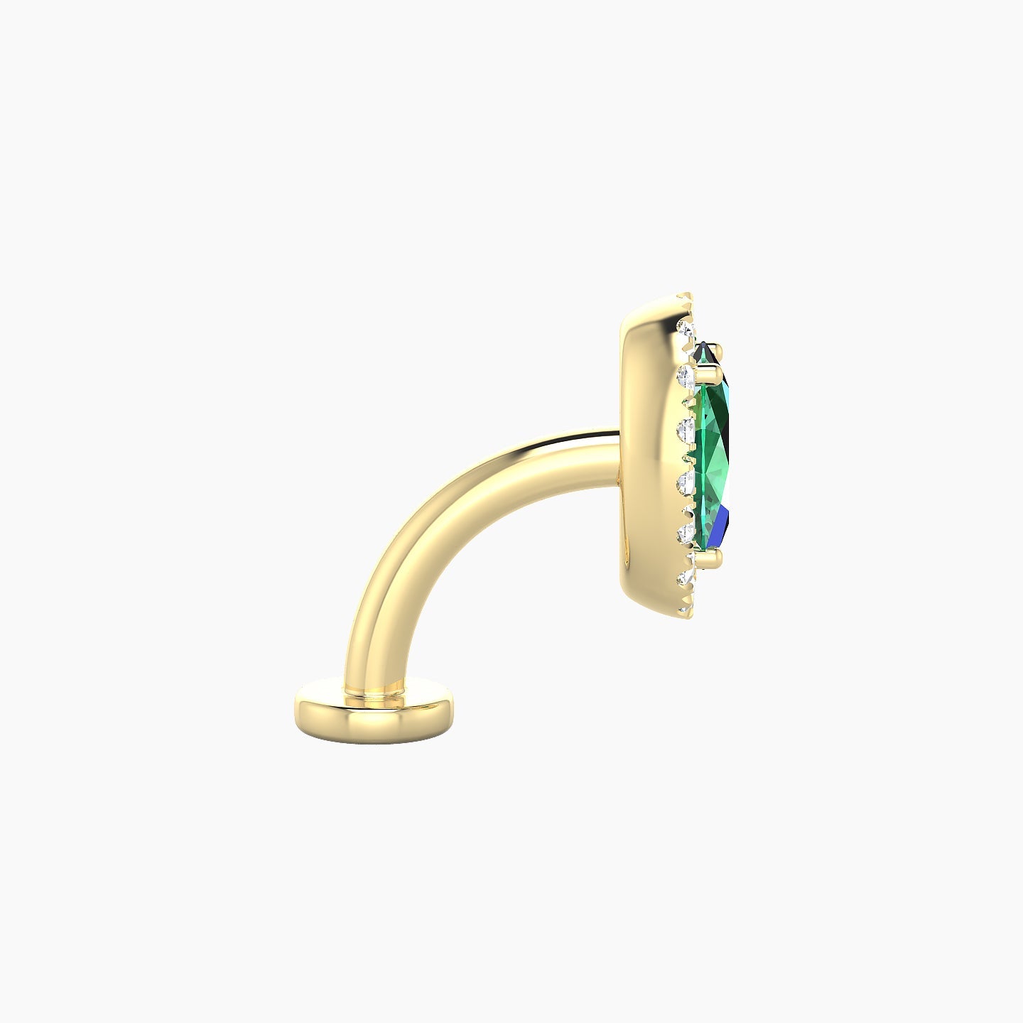 Eirene | 18k Yellow Gold 8 mm 8.5 mm Halo Oval Emerald & Diamond Floating Navel Piercing