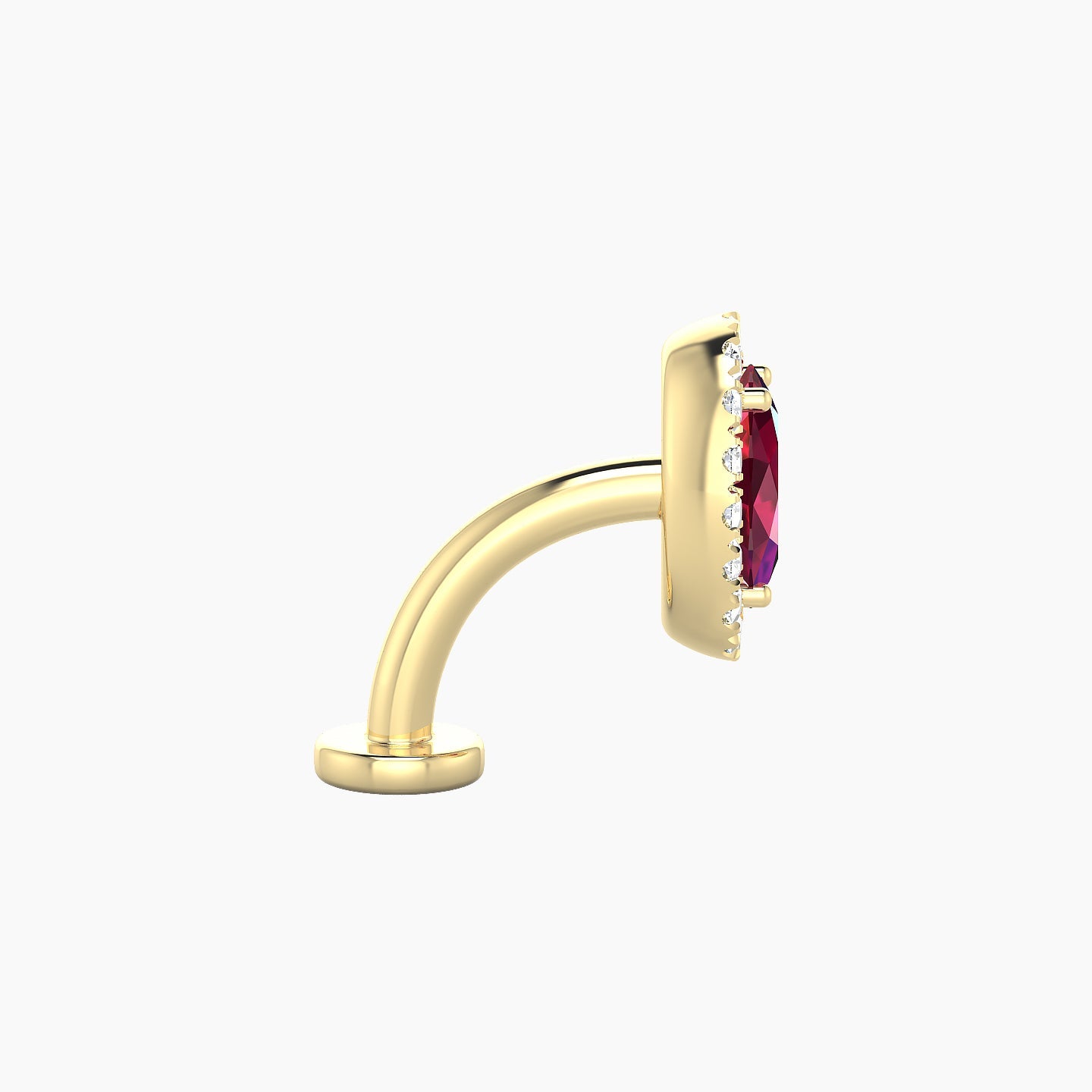 Eirene | 18k Yellow Gold 8 mm 8.5 mm Halo Oval Ruby & Diamond Floating Navel Piercing
