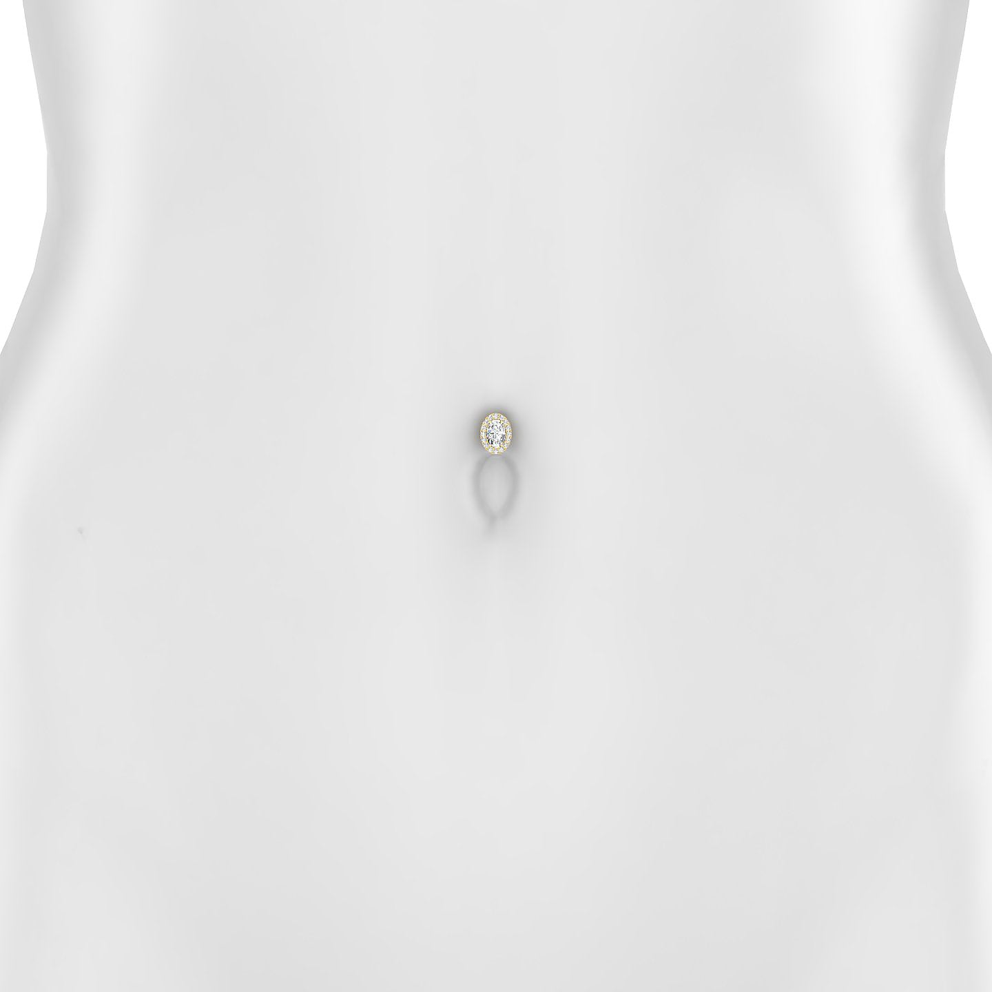 Eirene | 18k Yellow Gold 8.5 mm 8 mm Halo Oval Diamond Floating Navel Piercing