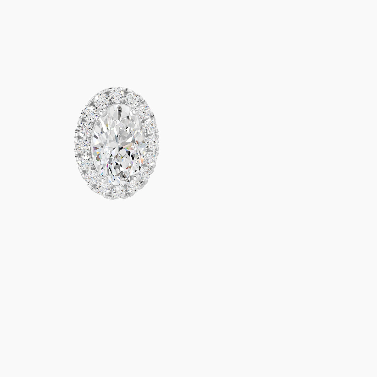 Eirene | 18k White Gold 8.5 mm 8 mm Halo Oval Diamond Piercing