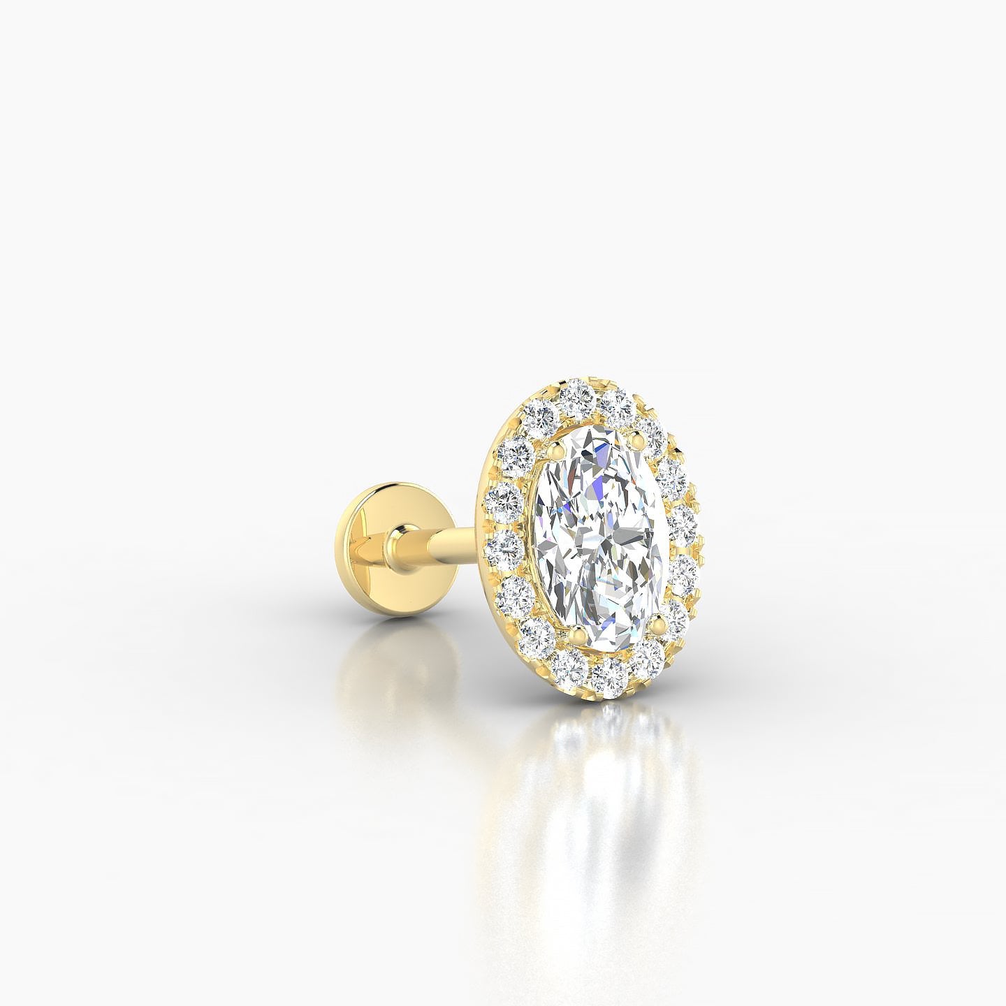 Eirene | 18k Yellow Gold 8.5 mm 8 mm Halo Oval Diamond Piercing
