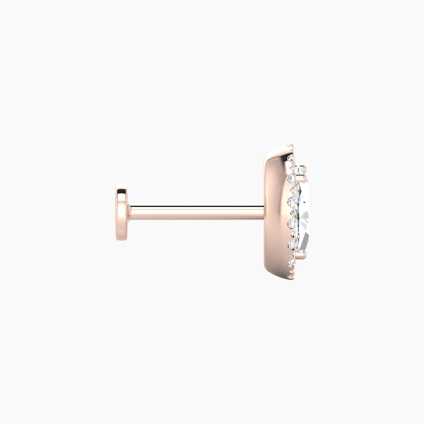 Eirene | 18k Rose Gold 8.5 mm 8 mm Halo Oval Diamond Piercing