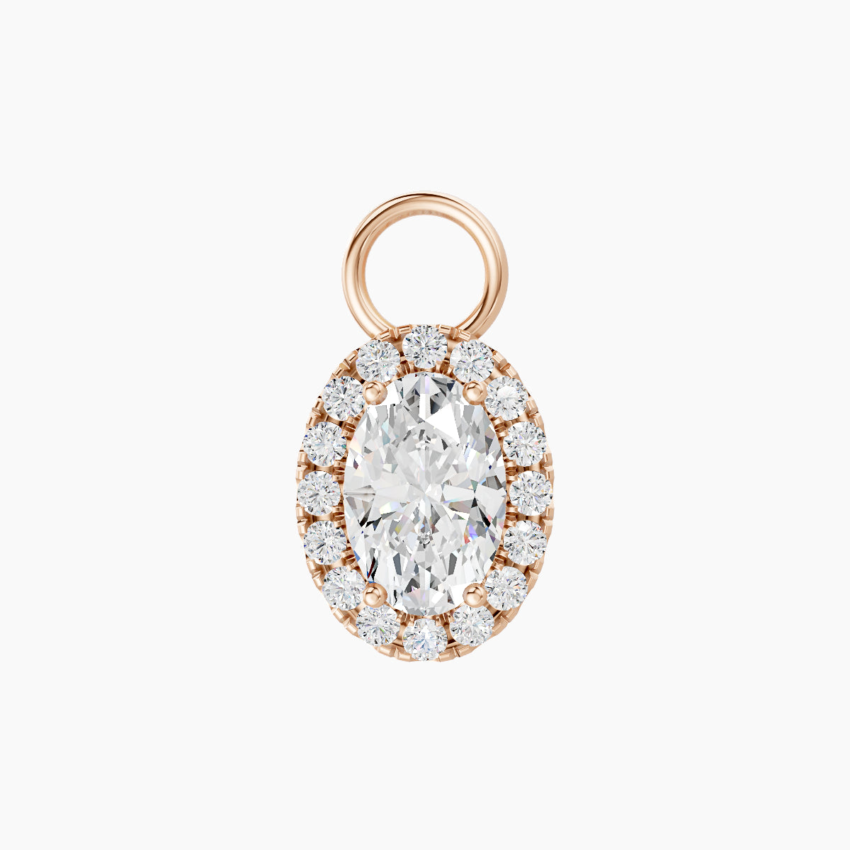 Eirene | 18k Rose Gold 8.5 mm Halo Oval Diamond Charm