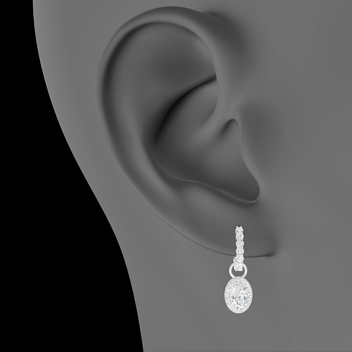Eirene | 18k White Gold 8.5 mm Halo Oval Diamond Charm