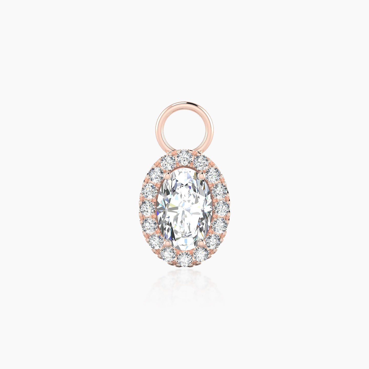 Eirene | 18k Rose Gold 9 mm Halo Oval Diamond Charm