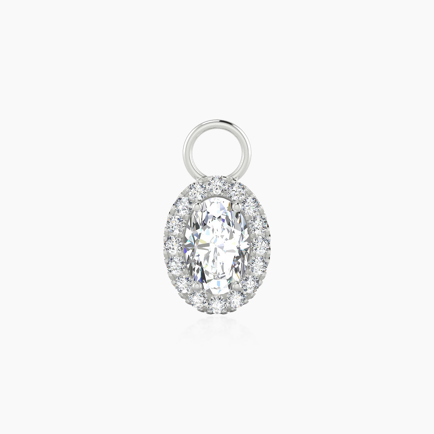 Eirene | 18k White Gold 9 mm Halo Oval Diamond Charm