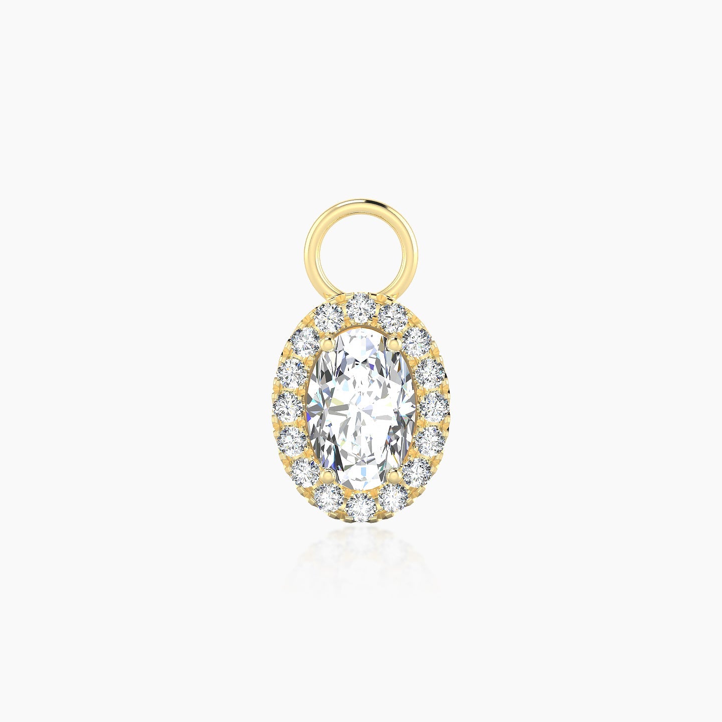 Eirene | 18k Yellow Gold 9 mm Halo Oval Diamond Charm