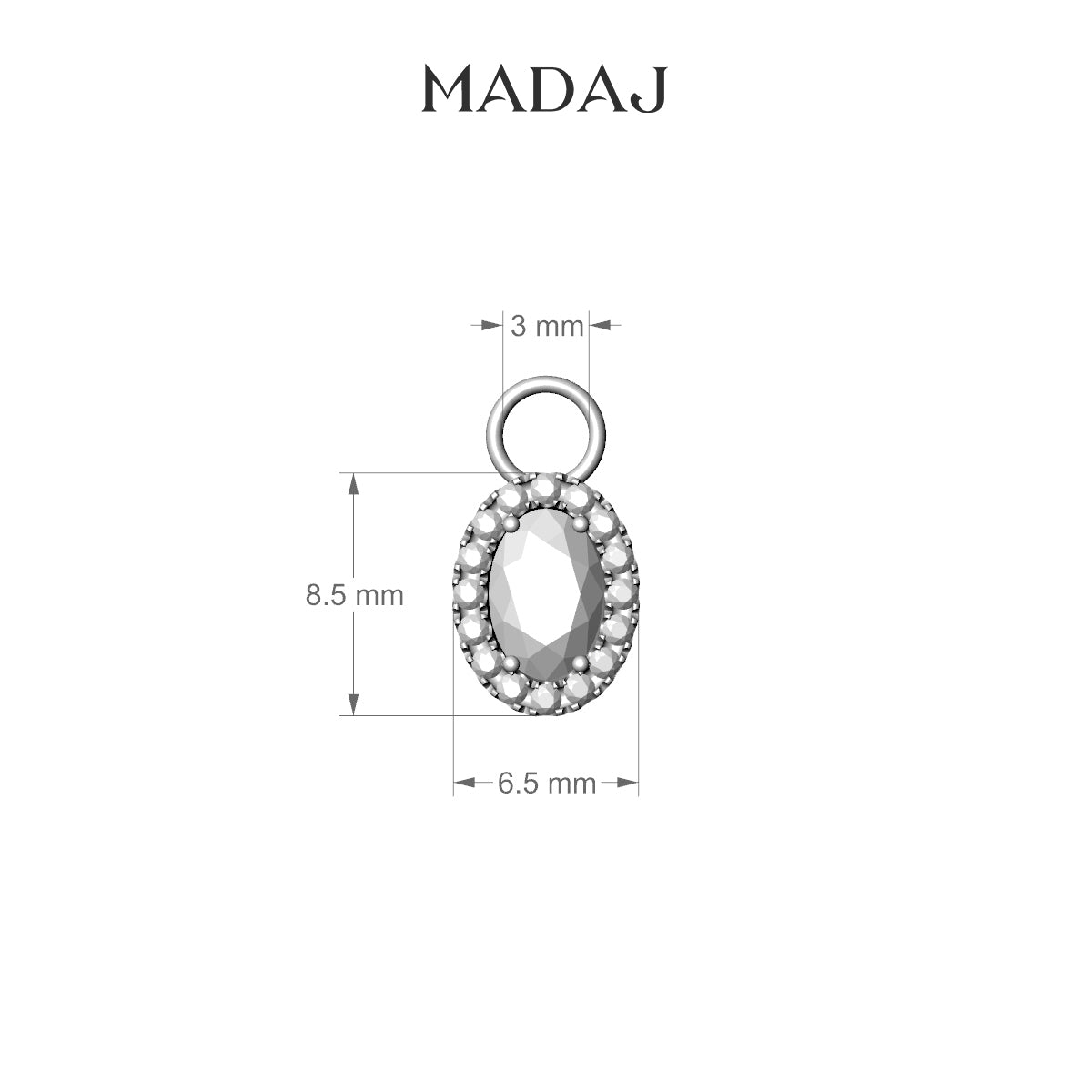 Eirene | 18k Rose Gold 8.5 mm Halo Oval Diamond Charm