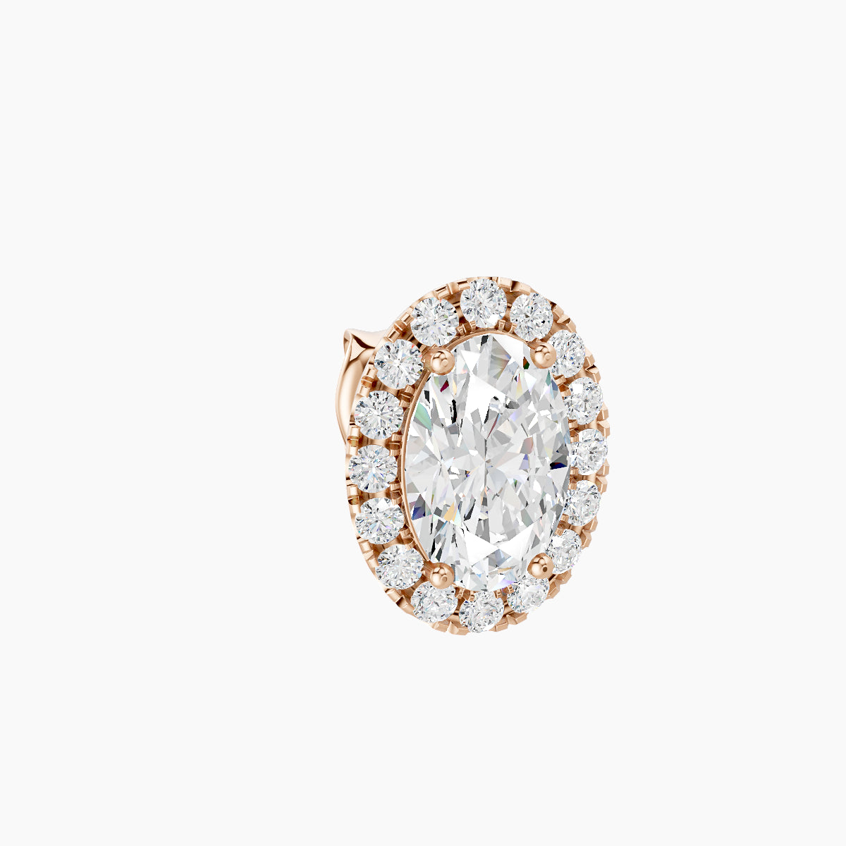 Eirene | 18k Rose Gold 8.5 mm Halo Oval Diamond Earring