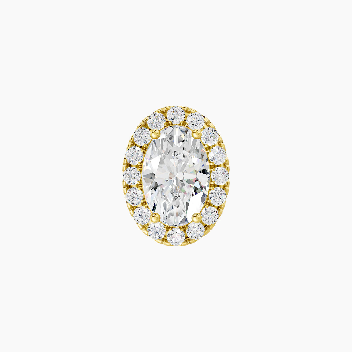 Eirene | 18k Yellow Gold 8.5 mm Halo Oval Diamond Earring