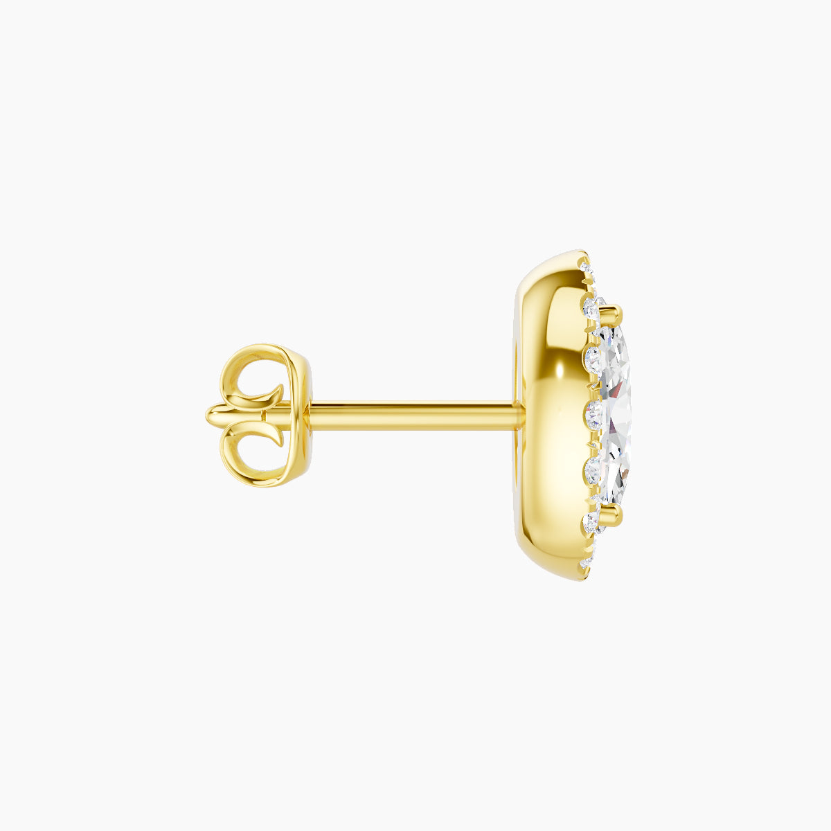 Eirene | 18k Yellow Gold 8.5 mm Halo Oval Diamond Earring