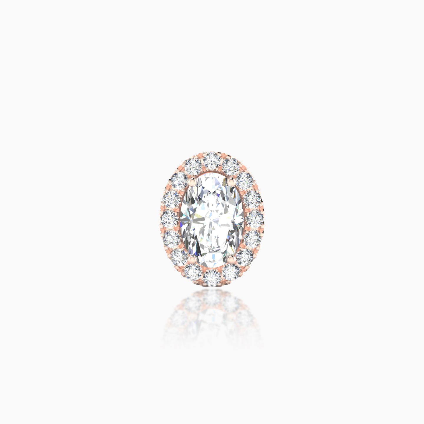 Eirene | 18k Rose Gold 8.5 mm Halo Oval Diamond Earring