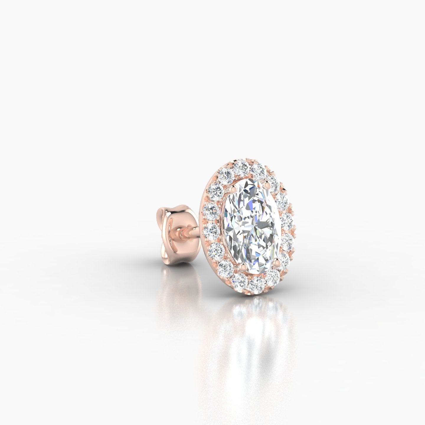 Eirene | 18k Rose Gold 8.5 mm Halo Oval Diamond Earring