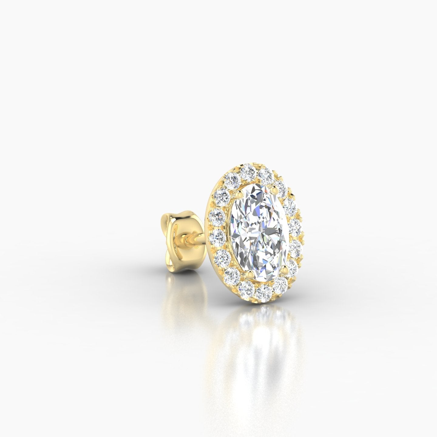 Eirene | 18k Yellow Gold 8.5 mm Halo Oval Diamond Earring