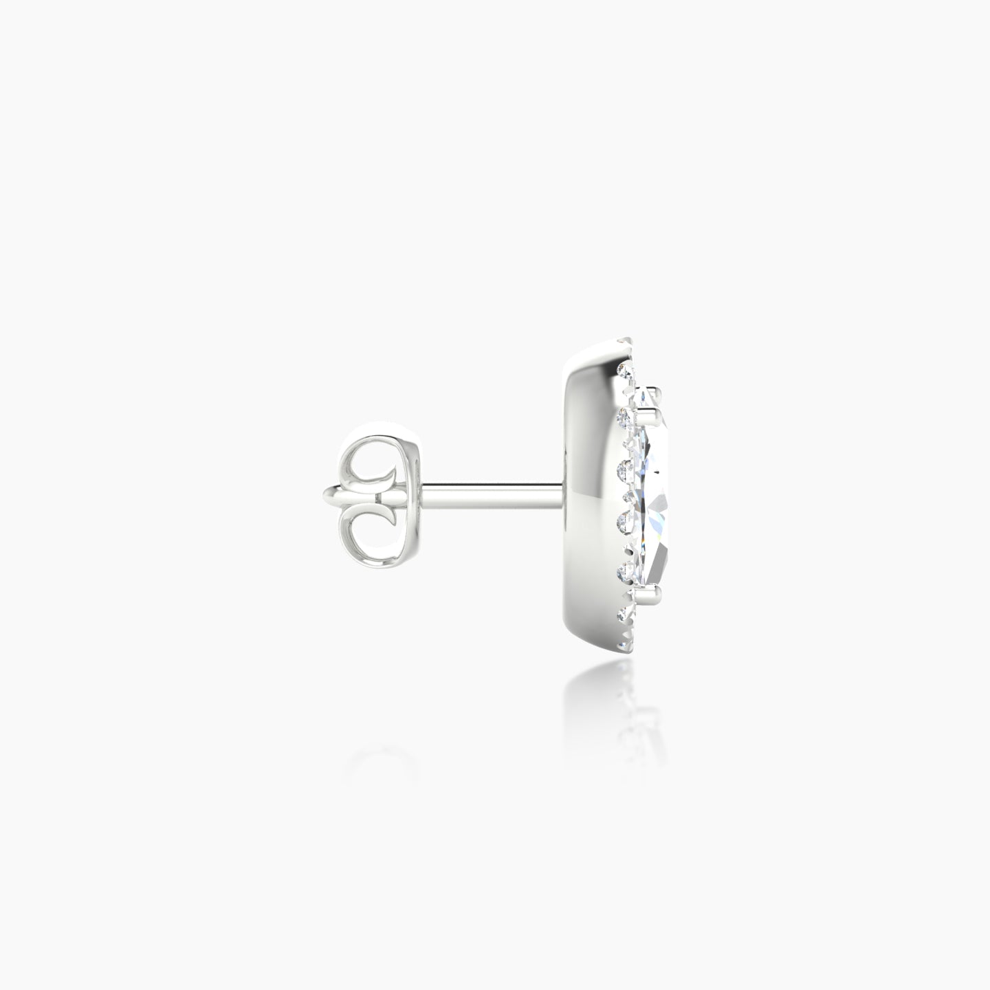 Eirene | 18k White Gold 8.5 mm Halo Oval Diamond Earring