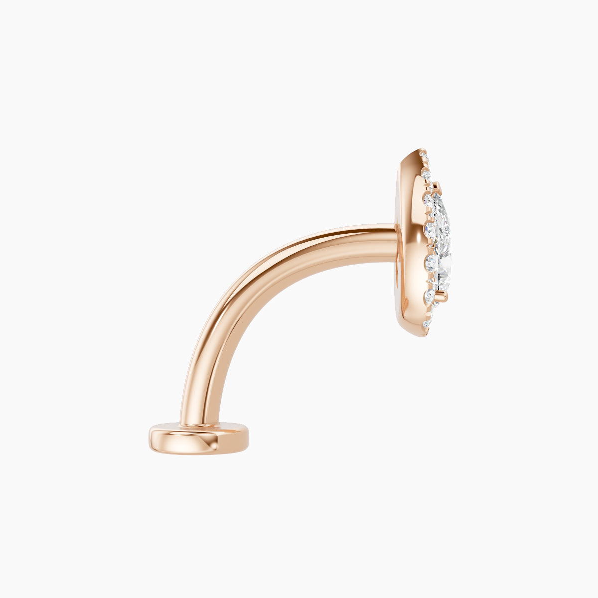 Eirene | 18k Rose Gold 8.5 mm 10 mm Halo Pear Diamond Floating Navel Piercing