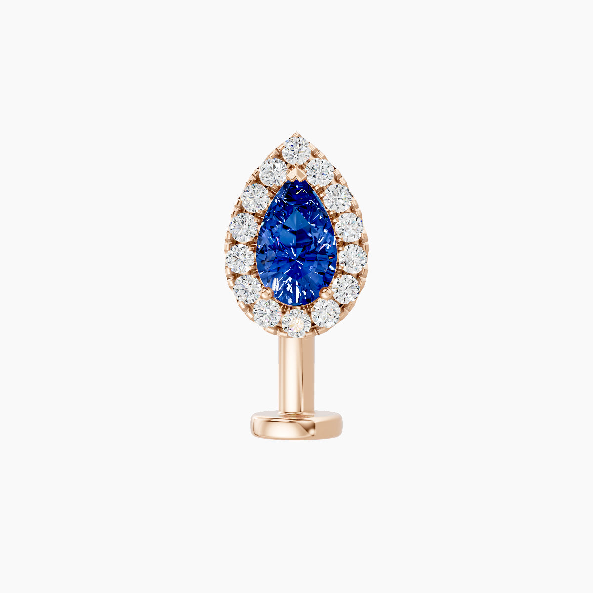 Eirene | 18k Rose Gold 10 mm 8.5 mm Halo Pear Sapphire & Diamond Floating Navel Piercing