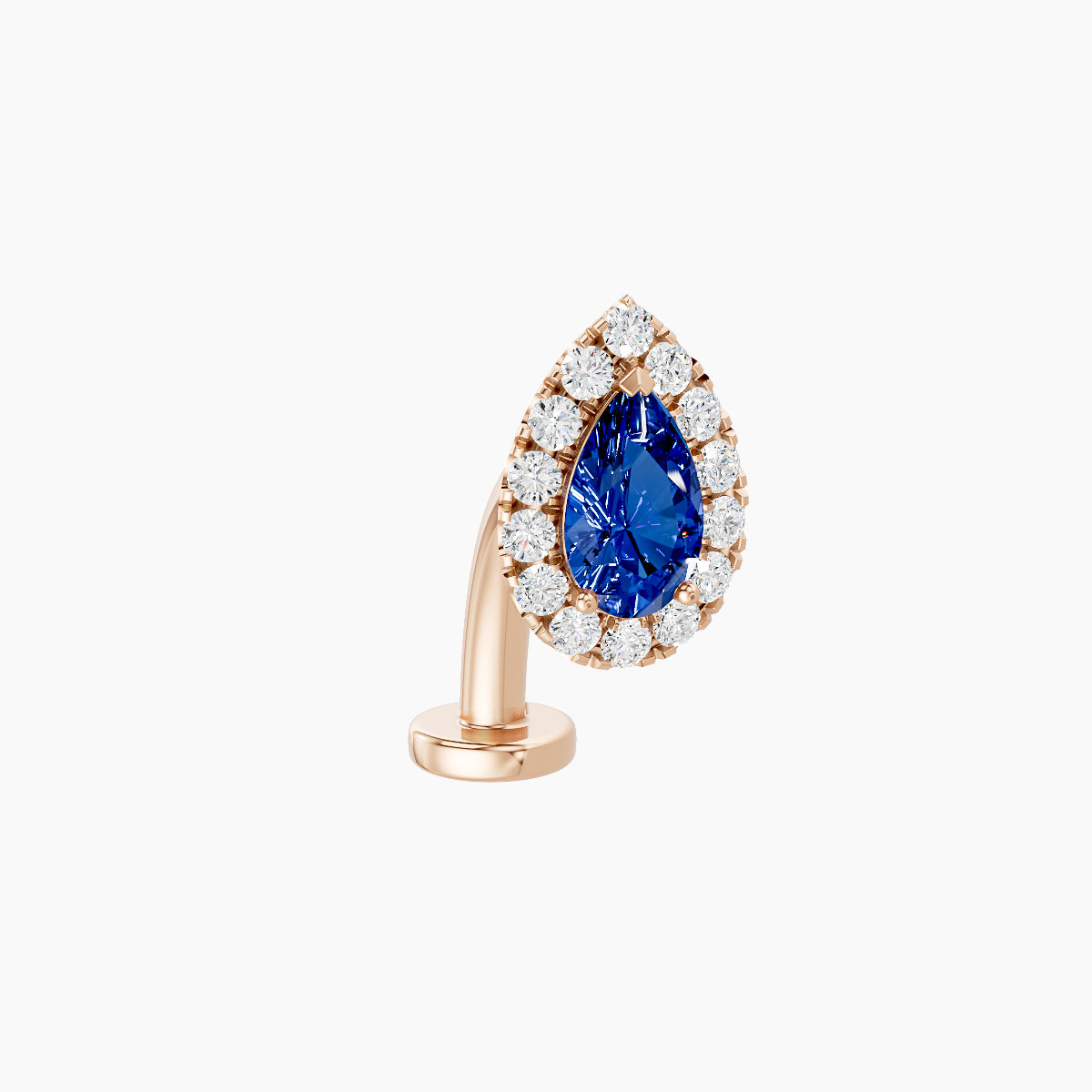 Eirene | 18k Rose Gold 10 mm 8.5 mm Halo Pear Sapphire & Diamond Floating Navel Piercing